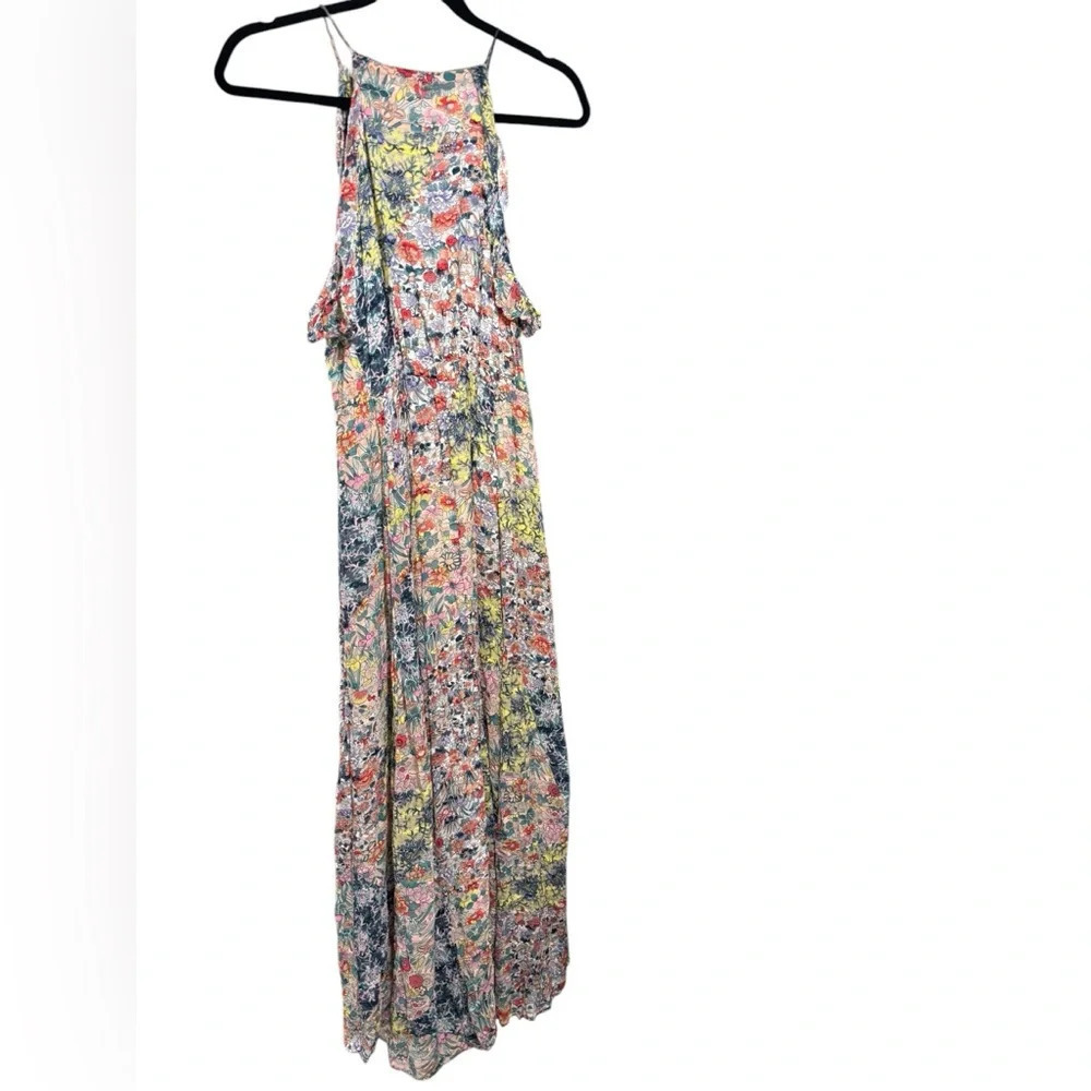 Anthropologie Meadow Rue Allerton Maxi Dress Floral Halter Buttons Ruffles Med - Picture 6 of 9